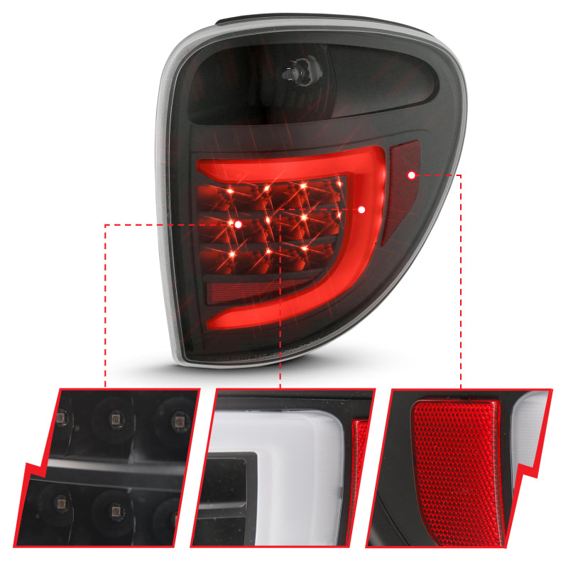 ANZO 2004-2007 Dodge  Grand Caravan LED Tail Lights w/ Light Bar Black Housing Clear Lens 311365 311365 Photo - Unmounted