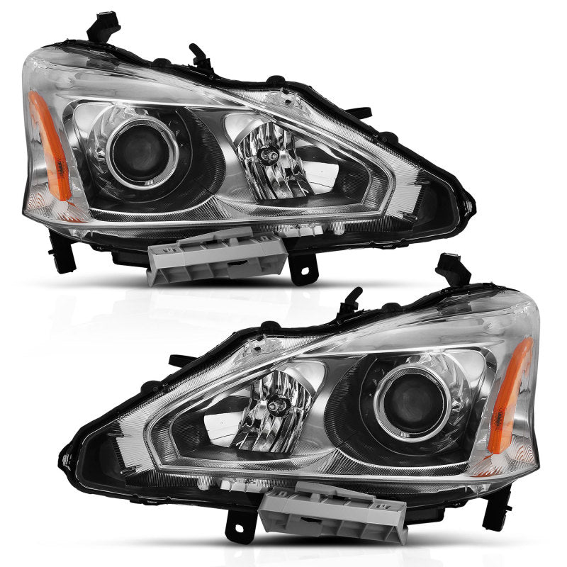 ANZO 2013-2015 Nissan Altima Projector Headlight Chrome Amber 121550 121550 Photo - Primary
