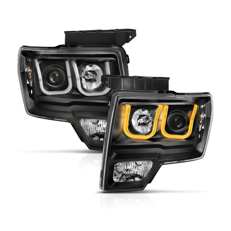 Anzo Ford F-150 09-14 Projector Switchback Headlights U-Bar Black W/ Amber 111383 Photo - Unmounted