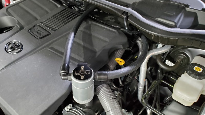 J&L 2022-2023 Toyota Tundra 3.5L Turbo Oil Separator 3.0 Driver Side - Clear Anodized 3115D-C 3115D-C Photo - Close Up