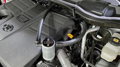 J&L 2022-2023 Toyota Tundra 3.5L Turbo Oil Separator 3.0 Driver Side - Clear Anodized 3115D-C 3115D-C Photo - Close Up