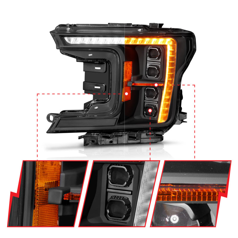ANZO 18-20 Ford F-150 (w/Factory Halogen) Z-Series Full LED Proj Headlights Init/SeqSig - Pair 111589X 111589X User 1
