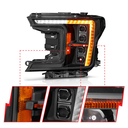 ANZO 18-20 Ford F-150 (w/Factory Halogen) Z-Series Full LED Proj Headlights Init/SeqSig - Pair 111589X 111589X User 1