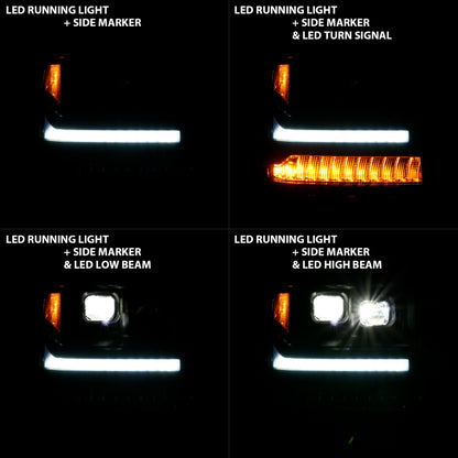 ANZO 16-18 Chevrolet Silverado 1500 LED Projector Headlights w/Plank Style Switchback Chrome w/Amber 111421 111421 Photo - Mounted