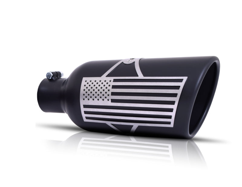 Gibson Patriot Flag Rolled Edge Angle Exhaust Tip Black GIB71-1017 71-1017 Photo - Primary