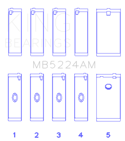 King Engine Bearings King General Motors 400CI 6.6L V8 OHV Crankshaft Main Bearing Set (Set of 5) MB5224AM MB5224AM Photo - Primary