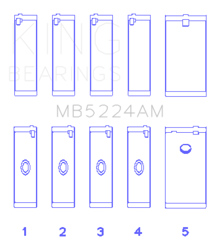 King Engine Bearings King General Motors 400CI 6.6L V8 OHV Crankshaft Main Bearing Set (Set of 5) MB5224AM MB5224AM Photo - Primary