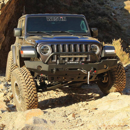 Westin WJ2 Full Width Front Bumper w/Bull Bar 59-80115 Photo - Mounted