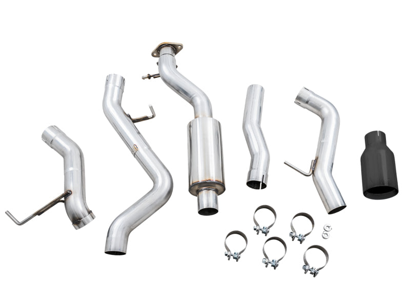 AWE Tuning 2021+ Ford Bronco 0FG Single Rear Exit Exhaust w/Diamond Black Tip & Bash Guard 3015-23789 3015-23789 Photo - out of package