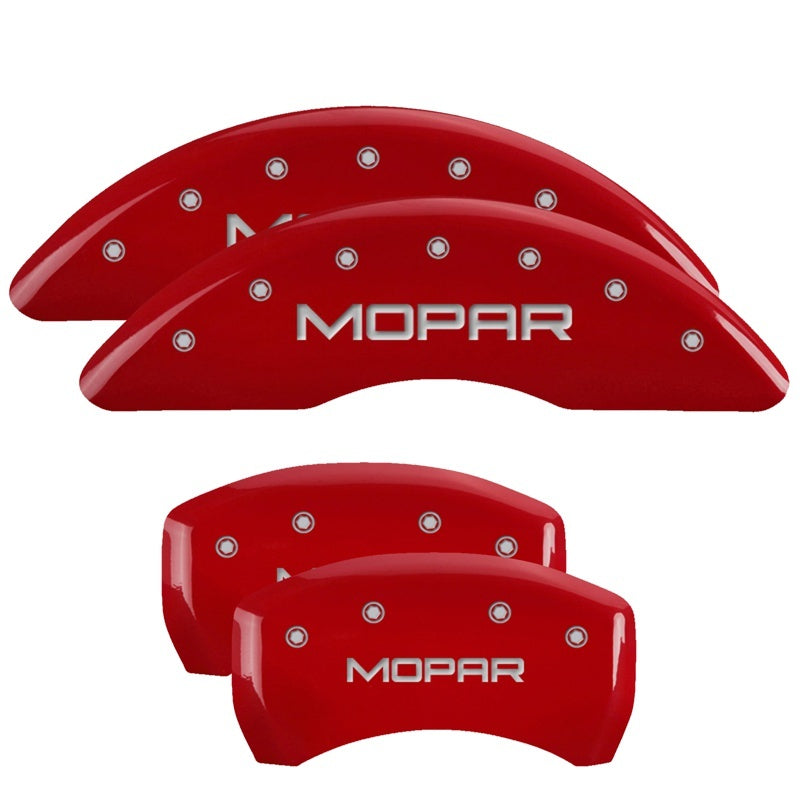 MGP 4 Caliper Covers Engraved Front & Rear MOPAR Red finish silver ch 42012SMOPRD 42012SMOPRD Photo - Primary
