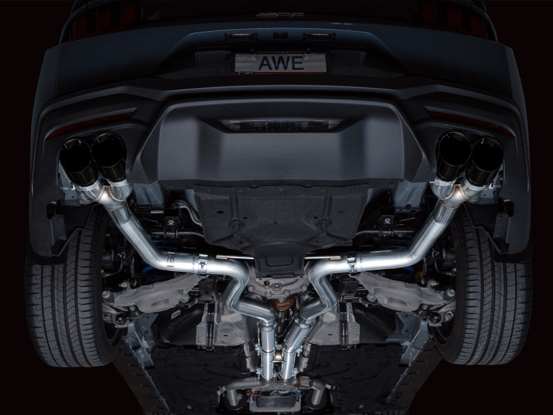 AWE Tuning AWE 2024 Ford Mustang GT Fastback S650 RWD Track Edition Catback Exhaust w/ Quad Diamond Black Tips 3020-43650 3020-43650 Photo - Mounted