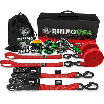 Rhino USA Heavy Duty Ratchet Tie-Downs 2-Pack (Red) 1.6In X 8Ft HDKIT-2PK-RED HDKIT-2PK-RED Photo - Primary