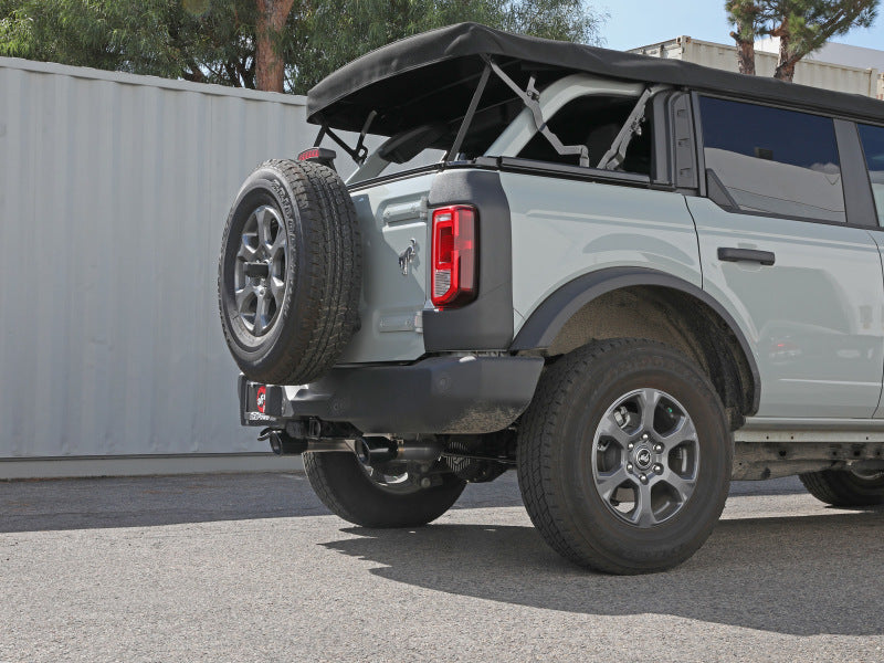aFe Vulcan 3in 304 SS Cat-Back Exhaust 2021 Ford Bronco L4-2.3L (t)/V6-2.7L (tt) w/ Black Tips 49-33138-B 49-33138-B Photo - Mounted