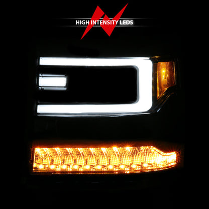 ANZO 16-18 Chevy Silverado1500 (Factory HID Models) LED Prj Light Bar Style Headlights Chrome - Pair 111625A 111625A User 1