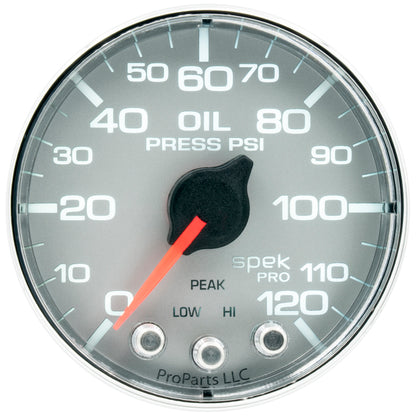 Autometer Spek-Pro Gauge Oil Press 2 1/16in 120psi Stepper Motor W/Peak & Warn Slvr/Chrm P325218 P325218 User 2