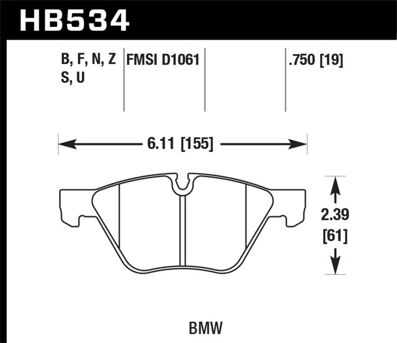 Hawk Performance Hawk 2011 BMW 125i Front ER-1 Brake Pads HB534D.750 HB534D.750 Photo - Primary