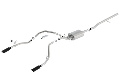 Borla 14 Sierra 1500 C/B S-Type Exh/2.75in Into Dual 2.25in Out 4in Split Rear Exit-Black Chrome 140536BC 140536BC Photo - Primary