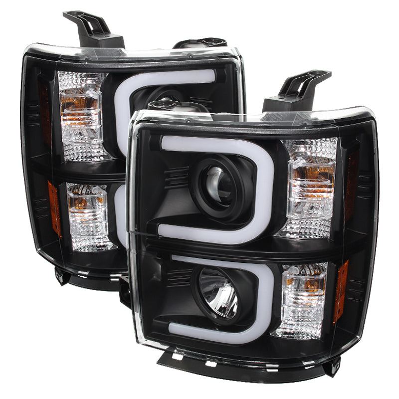 Spyder Chevy Silverado 1500 14-16 Projector Headlights Light Bar DRL Blk PRO-YD-CS14-LBDRL-BK 5079473 5079473 Photo - Primary