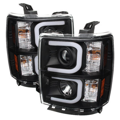 Spyder Chevy Silverado 1500 14-16 Projector Headlights Light Bar DRL Blk PRO-YD-CS14-LBDRL-BK 5079473 5079473 Photo - Primary