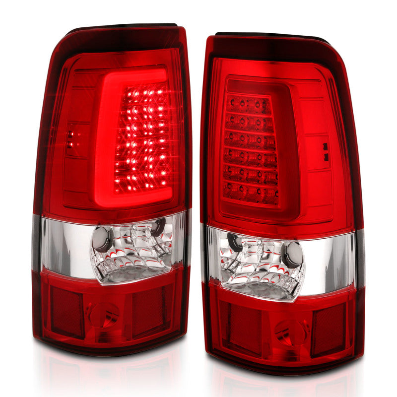 ANZO 1999-2002 Chevy Silverado 1500 LED Taillights Plank Style Chrome With Red/Clear Lens 311332 311332 Photo - Unmounted