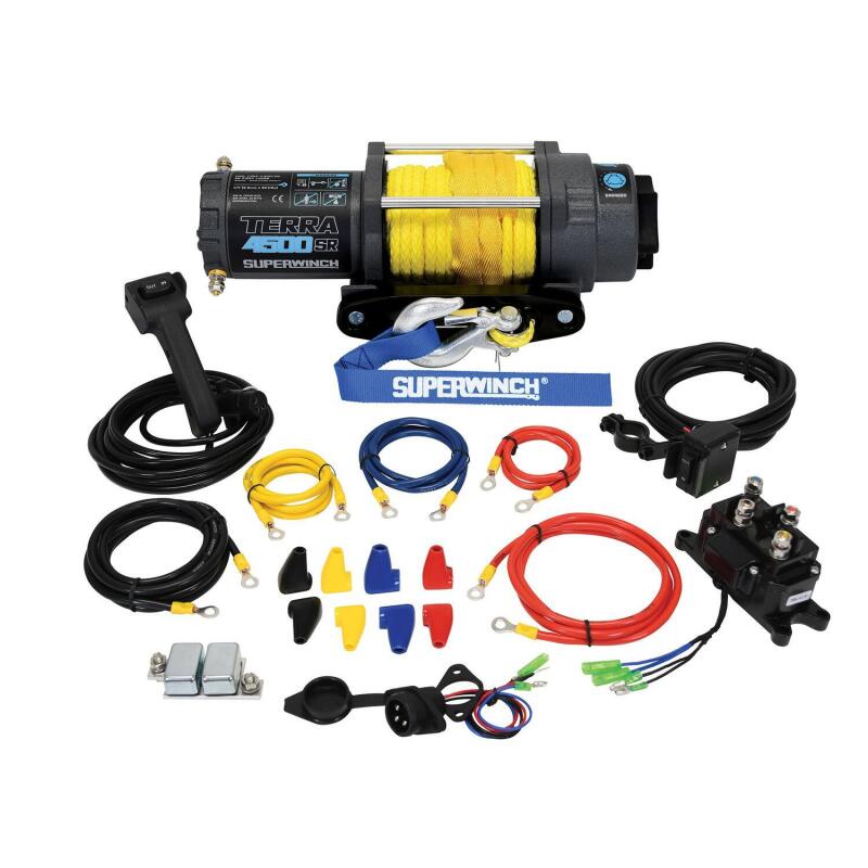 Superwinch 4500 LBS 12V DC 1/4in x 50ft Synthetic Rope Terra 4500SR Winch - Gray Wrinkle 1145270 1145270 Photo - Close Up