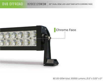 DV8 Offroad Chrome Series 20in Light Bar 120W Flood/Spot 3W LED B20CE120W3W B20CE120W3W Product Brochure - a specific brochure describing a Product