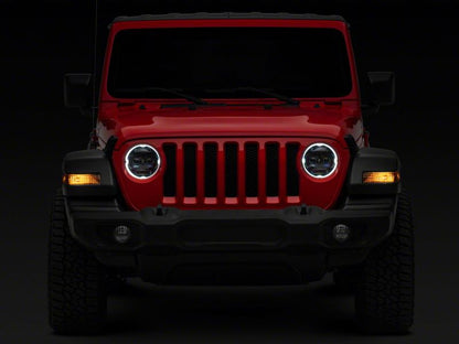 Raxiom 18-23 Jeep Wrangler JL Axial Series 9-In Angel Eye LED Headlights- Blk Housing (Clear Lens) J171705 J171705 Photo - Close Up