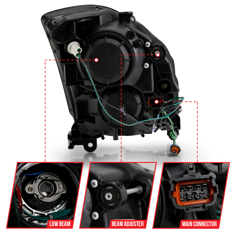 ANZO 2003-2007 Infiniti G35 Projector Headlight Plank Style Black (HID Compatible, No HID Kit ) 121557 121557 Photo - Unmounted