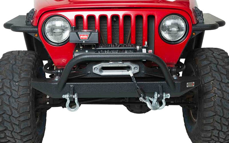 Fishbone Offroad 97-06 Jeep Wrangler TJ Rubicon Front Bumper W/Winch Guard - Blk Textured Powdercoat FB22048 FB22048 Photo - lifestyle view