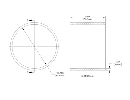 aFe POWER Universal Products Coupler Kit 3-3/4in ID x 3 in L - Black 59-00220 59-00220 Technical Drawing