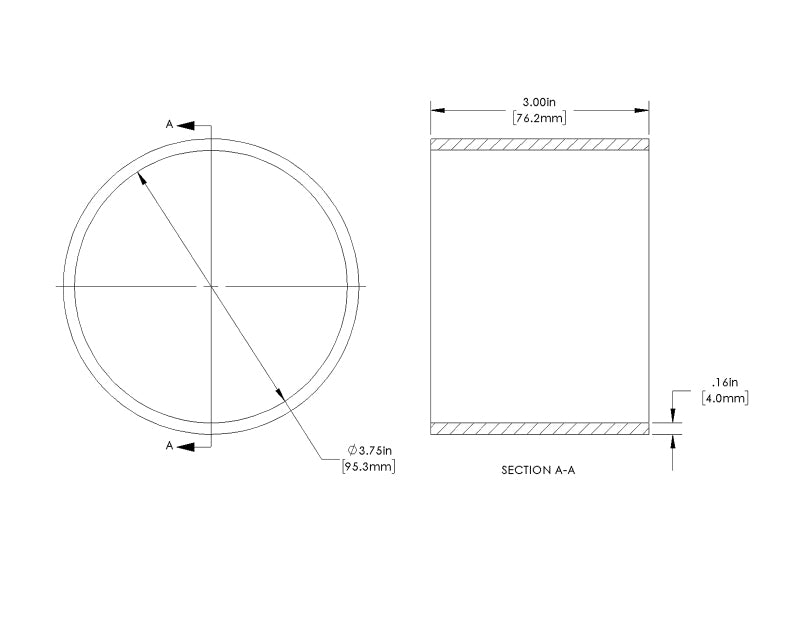 aFe POWER Universal Products Coupler Kit 3-3/4in ID x 3 in L - Black 59-00220 59-00220 Technical Drawing
