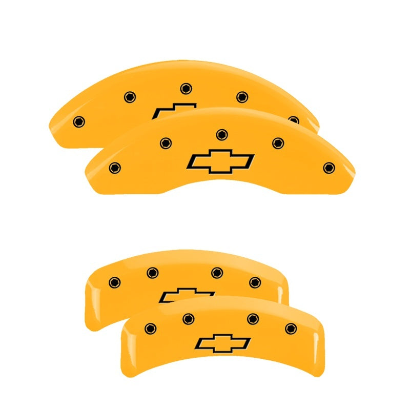 MGP 4 Caliper Covers Engraved Front & Rear Bowtie Yellow Finish Black Char 1997 Chevrolet Camaro 14026SBOWYL 14026SBOWYL Photo - Primary