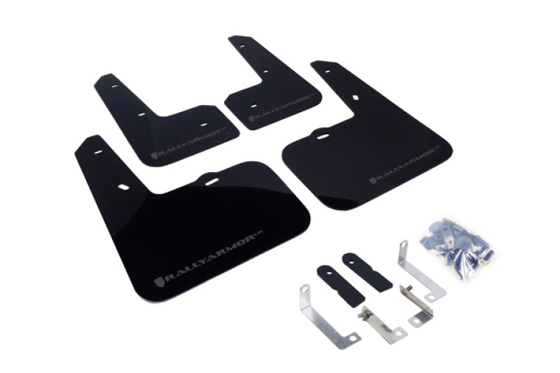 Rally Armor 12-13 Hyundai Veloster UR Black Mud Flap w/ Grey Logo MF24-UR-BLK/GRY Photo - Primary