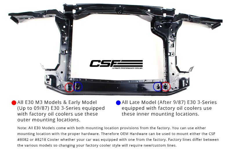 CSF Bmw E30 High Performance Oil Cooler W/ Adjustable Fittings For Oem 8092 Technical Bulletin