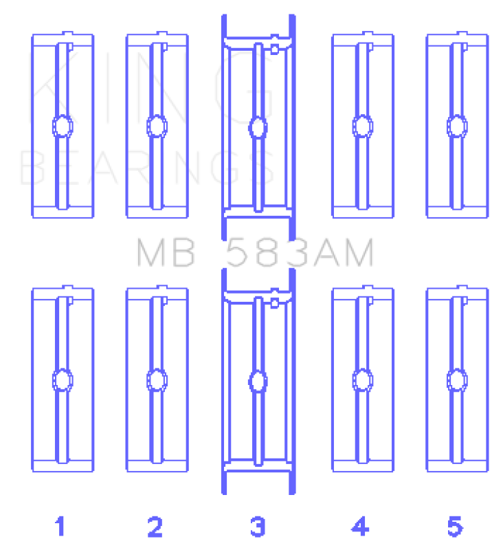 King Engine Bearings King Ford 239/256/272/292 Crankshaft Main Bearing Set MB 583AM MB 583AM Photo - Primary
