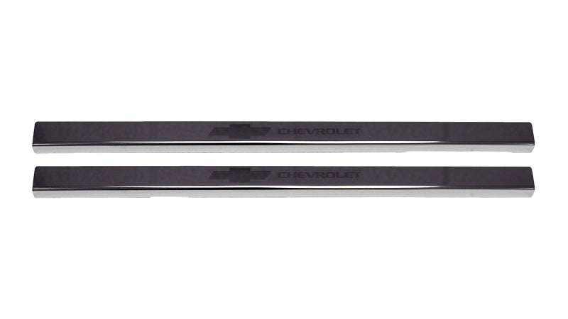 Putco 2020 Chevy Silv LD/HD Double/Regular Cab w/ Bow Tie Etching (2pcs) Black Platinum Door Sills 95181BPGM-1 95181BPGM-1 Photo - Primary