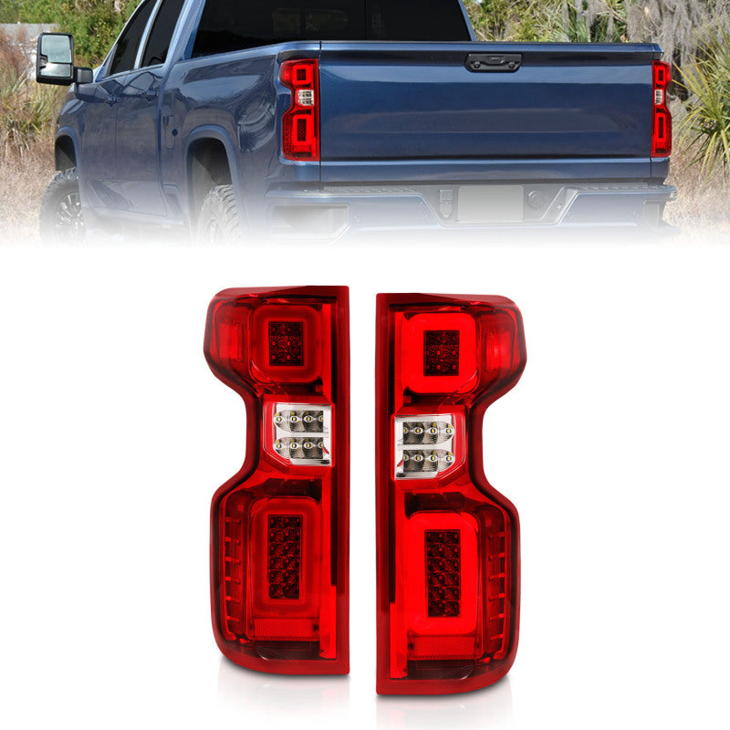 ANZO 19-21 Chevy Silverado Full LED Tailights Chrome Housing Red/Clear Lens G2 (w/C Light Bars) 311416 311416 Photo - Primary