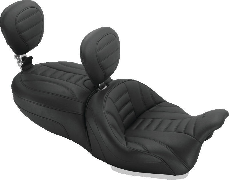Mustang Motorcycle Mustang 15-21 Harley Freewheeler Std Touring Deluxe 1PC Seat w/Driver and Passenger Backrest - Black 79595 79595 Photo - Primary