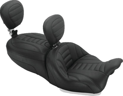 Mustang Motorcycle Mustang 15-21 Harley Freewheeler Std Touring Deluxe 1PC Seat w/Driver and Passenger Backrest - Black 79595 79595 Photo - Primary