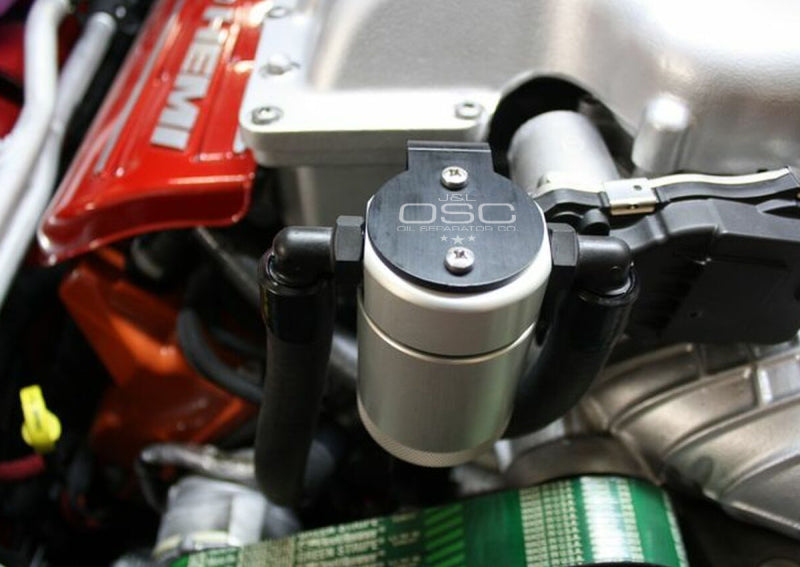 J&L 15-23 Dodge Hellcat/Demon 6.2L Hemi Passenger Side Oil Separator 3.0 - Clear Anodized 3060P-C 3060P-C Photo - Primary