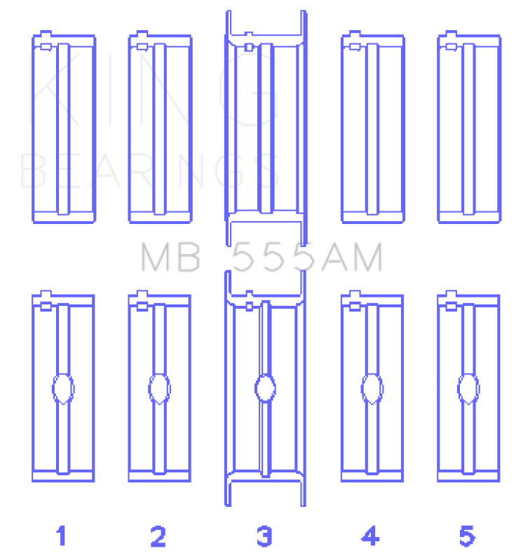 King Engine Bearings King Chrysler 350/361/383/403 (Size STD) Main Bearing Set MB555AM MB555AM Photo - Primary