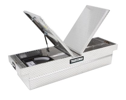 Tradesman Aluminum Gull Wing Cross Bed Truck Tool Box w/Push Button (70in.) - Brite 9150PB 9150PB User 1