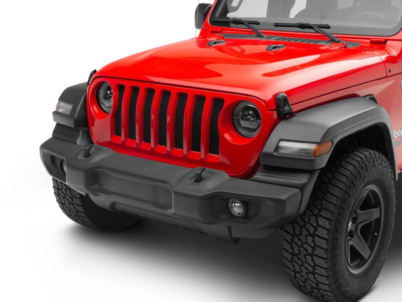 Raxiom 18-23 Jeep Wrangler JL Axial Series 9-In LED Angel Eye Headlights- Blk Housing (Clear Lens) J167045 J167045 Photo - Close Up