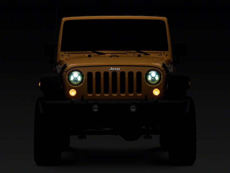Raxiom 07-18 Jeep Wrangler JK 7-In LED Headlights Green Housing- Clear Lens J154699 J154699 Photo - Close Up