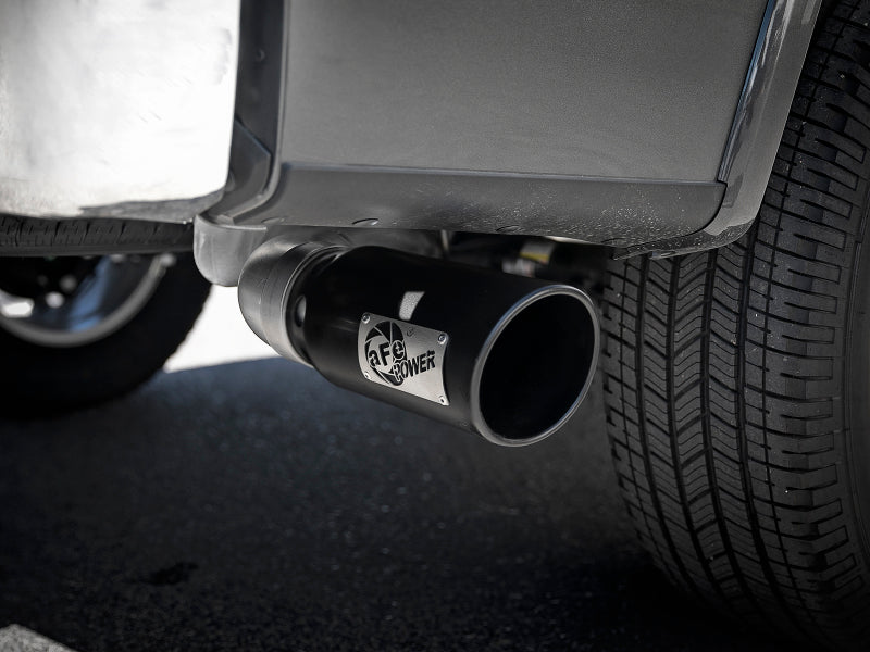 aFe Large Bore-HD 4in 409 SS DPF-Back Exh 18-19 Ford F-150 V6-3.0L (td) w/ Black Tip 49-43106-B 49-43106-B Photo - Mounted