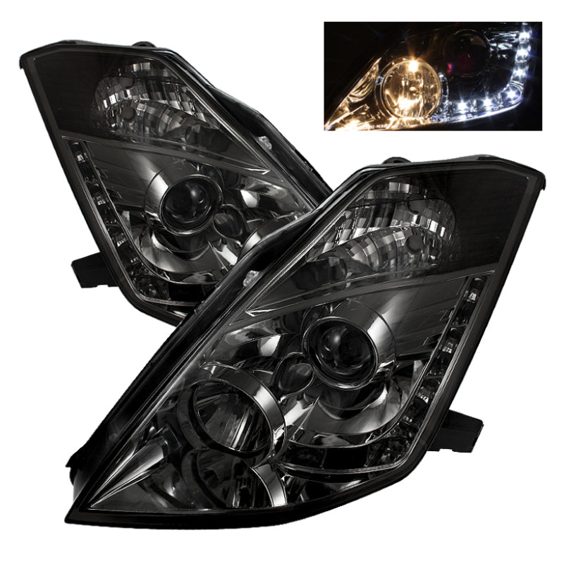 Spyder Nissan 350Z 03-05 Projector Headlights Halogen Model Only - DRL Smoke PRO-YD-N350Z02-DRL-SM 5064752 5064752 Photo - Primary