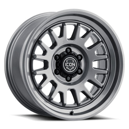 ICON Anza 17x8.5 5x5 -6mm Offset 4.5in BS 71.5mm Hub Bore Gun Metal Wheel 8217857345GM 8217857345GM Photo - Primary
