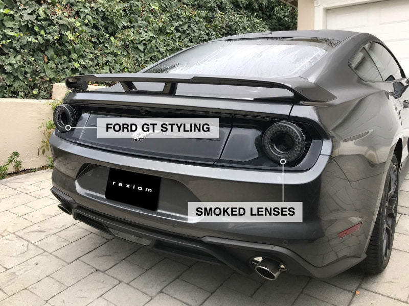 Raxiom 15-22 Ford Mustang Halo LED Tail Lights - Gloss Black Housing (Smoked Lens) 393827 393827 Photo - Close Up