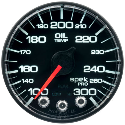 Autometer Gauge, Oil Temp, 2 1/16", 300 deg. F, Stepper Motor w/Peak & Warn, Blk P322328 User 1