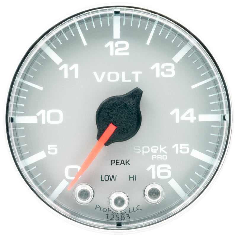 Autometer Spek-Pro Gauge Voltmeter 2 1/16in 16V Stepper Motor W/Peak & Warn Slvr/Chrm P344218 P344218 User 2